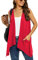 Wiwclo Red Sleeveless Cardigan Vest for Women Plus Size Lightweight Summer Jacket with Pockets Casual Work Knit Open Front Long Drape Duster,XXL