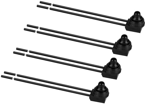 4PCS Waterproof IP67 RV Push Button Switch 12V ON/Off SPST Switch Ideal for Auto, Motorcycle & Bathroom Fan - Durable, Easy Install KP-107-4PCS (Black)
