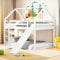 CDQL Etagenbett 140x200, Kinderbett, Hochbett, Jugendbett, Spielbett, Kinderhochbett mit Rausfallschutz, Etagenbett mit Rutsche und Leiter