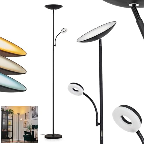 HOFSTEIN LED Stehleuchte Dillingby, dimmbare Stehlampe aus Metall/Kunststoff in Schwarz/Weiß, verstellbare Leuchte im modernen Design, Touchdimmer, CCT, 187,5 cm, Wohnzimmer, Schlafzimmer, Esszimmer