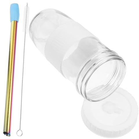 MAGICLULU Recipiente Transparente con Pajita Vaso para Agua y Práctico y Duradero Uso