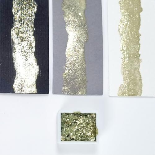 GLOWYBOX Metallic Glitter Aquarellfarbe, Glitzer Aquarell Glitzer metallic Wasserfarbe Grün metallic Farbe kupfer glitter kupfer grüne Metallicfarbe Farbe Farn Grün