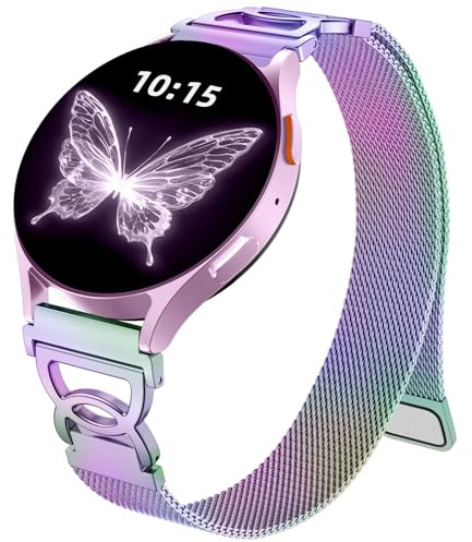 Epova Compatible con Correa Samsung Galaxy Watch 7 40mm 44mm - Correa Galaxy Watch 6 5 4, Correas Magnética Delgada de Metal Acero Inoxidable para Samsung 6 Classic, 5 Pro, 4 Classic, FE, Colorido