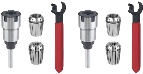 Owaefuqoir 2X Shank Router Bit Colle Collet Extension Chuck Converter Adapter,Convert 1/2,1/4-Inch Shank Bit with ER20 Collet