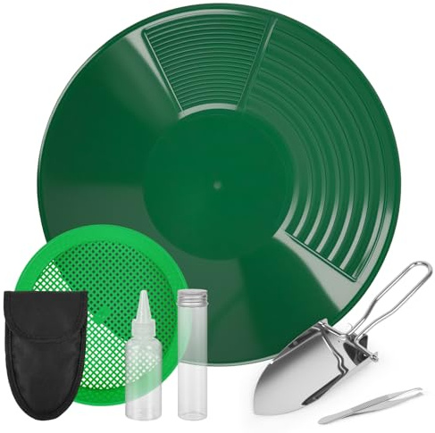 Cbilzxer Kit Batea Oro Profesional, (38.5 cm) Bandeja de Oro para Minería, Kit de Bandeja de Lavado de Oro, para Manual de Lavado de Oro Sistema para minería de Lavado de Oro Bandeja (Verde)