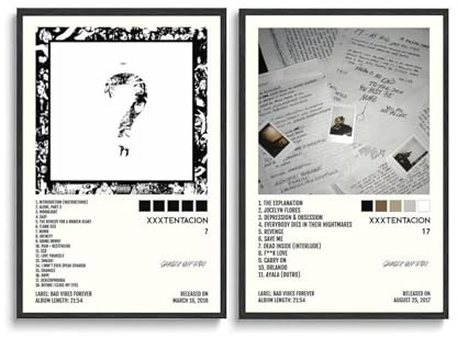 Sumooa 2 PCS Xxxtentacion Poster Rapper Music Album Cover Für Zimmer, Ästhetische Leinwand-Wandkunst, Schlafzimmer-Dekor 20x30inch(50x75cm)
