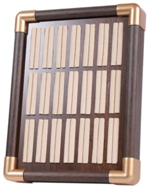 PawwJoy Plateau à bijoux en bois de noyer pour bagues - Plateau de rangement pour coiffeuse de table et diffusion en direct - 17,2 x 12,1 x 3 cm - 21 emplacements intérieurs beige
