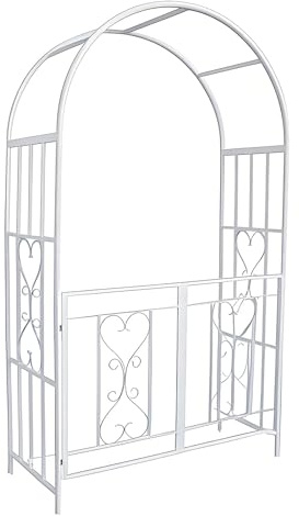 Arco de jardín de metal con puerta para plantas trepadoras, perfecto para bodas, fiestas y decoraciones florales