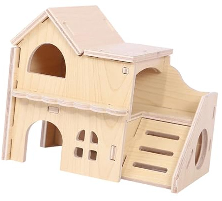 MotiveTech Winziges Hamster, Holzhaus, Lebensraum, Einfaches, Lustiges Dekor, Holzlabyrinth Hütte für Spielmäuse