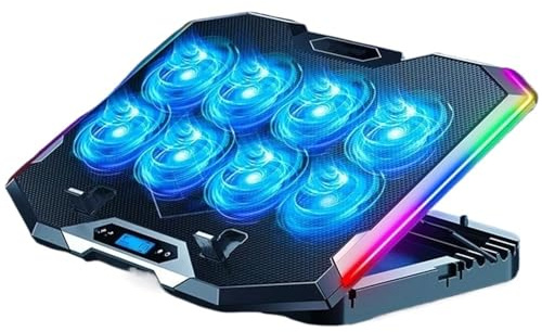 Laptop Cooling Pads laptop cooler stand K10 Laptop Cooler Cooling Pad 8 Fans RGB Laptop Cooling Pad Cooling Radiator Base Notebook Cooler For 12-18 Inch