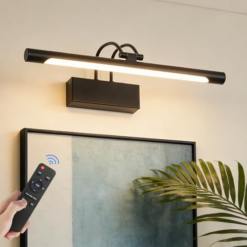 Actask Bilderleuchte Akku Fernbedienung 40cm LED Bildbeleuchtung Kabellos | 3 Farbtemperaturen 8000mAh Wiederaufladbar Batterie Timer Dimmbar 270° Drehbar Wandlicht Innen für Malen Kunstwerke Porträt