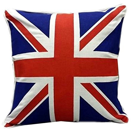 AR'S Union Jack/British Flag Design100% Cotton Cushion Covers,Sofa Cases Couch Pillow 18x18 Piped Edge in 5 Vibrant Colors (Red & Blue)