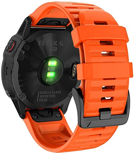 YOOSIDE Silikon Armband für Fenix 6 / Fenix 5 / Fenix 7 / epix Pro 47mm, 22mm QuickFit Soft Sport Wasserdicht Hypoallergenes Uhrenarmband für Garmin Instinct 2, Forerunner 955/965/945(Orange)