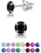 DTPsilver - * PETITES * Boucles d'oreilles/Clous en Argent Fin 925 et Cristaux de Swarovski® Elements Ronds - Diamètre: 5 mm - Couleur: Noire