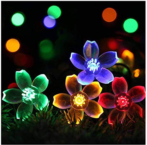 ANTEROOF Outdoor Solar Flower String Lights 8 Modes Solar Powered Fairy String Lights Waterproof 23ft 50 LED Fairy Light for Christmas Tree Garden Patio Fence Yard (50 LED Multicolor Flower)