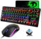 K2 UK Layout Gaming Keyboard and Mouse Set, TKL 80% Percent Wired Mechanical Keyboard 88 Keys Clicky Optical Blue Switch Rainbow Backlit + Lightweight PS4 Gaming Mice + Mouse Pad For PC/MAC (Black)