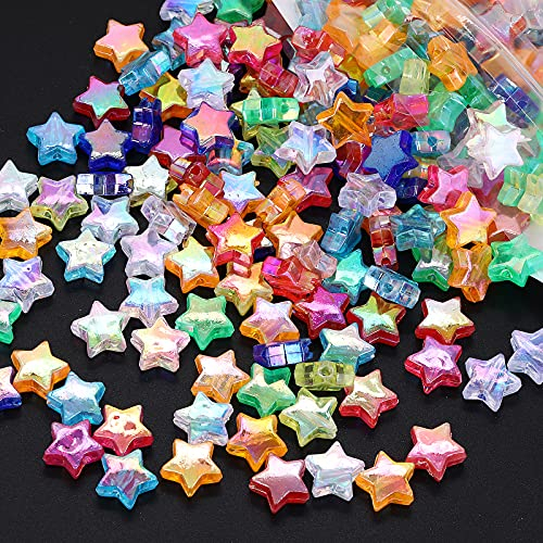 Molain 220 Stück Sternform Farben Perlen mit 1 Rolle Kordel 10mm DIY Armband Art und Jewellery-Making Perlen Zum handgemacht Auffädeln Perlenschnur Making