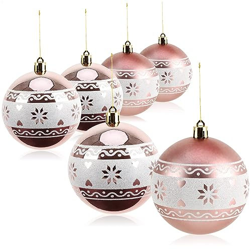 com-four® 6X Weihnachtskugeln, Christbaumkugeln bruchsicher aus Kunststoff für Weihnachten, Baumschmuck für den Christbaum mit Anhänger
