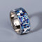 PAIHUIART Ring Ringe Rings Bijouterie Herren Damen Neue Damen Classic Epoxy Emaille Blue Flower Damen Ring 925 Silber Damenschmuck Ehering Brautschmuck Breiter Silberring 9