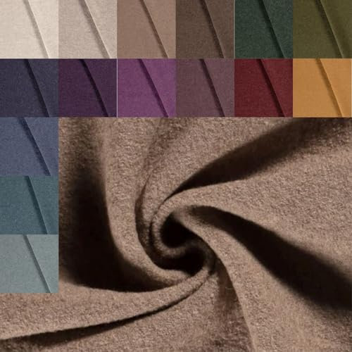 Walkloden Meterware uni meliert - Walkstoff, Mantelstoff, Trachtenstoff, Wollwalk, Loden, Wollstoff, 100% Schurwolle/Wolle * ab 50 x 140cm, Farbe: 054 hellbraun