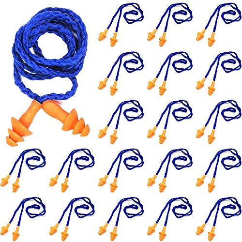 20 Paar Schnurgebundene Ohrstöpsel, Wiederverwendbare Silikon-Ohrstöpsel, Ohrstöpsel Schlafgeräuschunterdrückung, Ohrstöpsel Geräuschunterdrückung Und Gehörschutz Für Arbeit, Studium, Laute Orte