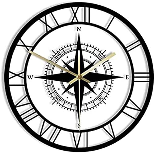 12 pollici acrilico orologio da parete nero rosa vento bussola esclusivo silenzioso orologio da parete direzione mappa nautica decorazione domestico viaggio interior design retr貌 orologio da parete