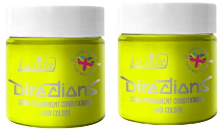 2 x La Riche Directions Semi-Permanent Hair Color Bote de 100 ml (Fluorescent Yellow)