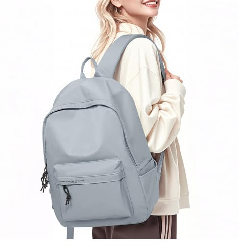 HYC00 School Backpack for Girls Teenagers Casual Daypacks Women Lightweight School Bags for Girls Secondary High School Fit 14 Inch Laptop Rucksack Backpack for School College Bookbag,Gray Blue