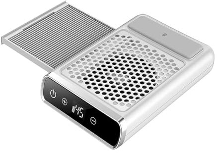 Colector Polvo Uñas, Aspirador Uñas Mesa 80 W, Velocidad Ventilador: 0-4500 RPM/Pantalla Táctil LCD Inteligente/Elemento Filtrante Extraíble Extraíble/succión Fuerte, Manicura/salón En Casa