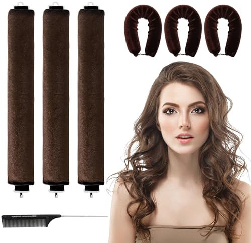 ZYNERY 3 Pièces Boudin Cheveux Boucle Sans Chaleur, Boucleur a Cheveux Sans Chaleur, Bigoudis Cheveux Long, Heatless Hair Curlers, Rouleau Cheveux avec un Peigne pour Tous Types de Cheveux