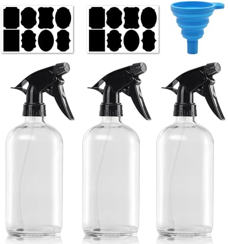 BNGXR Paquetes 500ML Botellas de Spray,Botella de Spray Vacías de Plásticoo 3x 500ml,Etiquetas Negras,regadera con cabezal pulverizador ajustable,para Regar Plantas de Jardín,Limpieza, Cocina