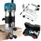 COLFULINE Oberfräse Holzfräse, 800W Holzfräse Oberfräse 6,35mm Electric Hand Holz Oberfräse Kantenfräse Aluminiumlegierung mit 6 Variable Geschwindigkeiten, gerader Führung & Führungsrad, 3M Netzkabel
