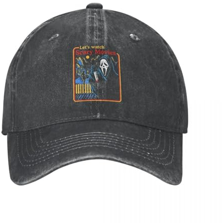 Unisex und modisch Screaming Ghost Gesicht Scream Uhr Baseballkappe für Männer Distressed Denim Snapback Hut Horror Scary Movies Outdoor Geschenk Hüte Cap Sport Outdoor Geschenke