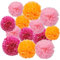 Ainmto 12 Stück Seidenpapier Pompons Rosa und Orange,Party Pompons Deko für Geburtstag, Hochzeit