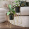 ML-Design Set di 2 Portafiori Nero-Oro 21,8x22x47cm 25x25x71cm in Acciaio Struttura in Metallo Porta Piante Porta Vasi da Fiori 2 Pezzi Supporti Fioriera Decorazione Fioriere da Interno Esterno