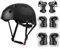 Knieschützer Kinder, Knieschoner Kinder mit Helm 3-10 Jahre- Schonerset Schutzausrüstung für Inliner Skates Scooter Fahrrad Rollschuh (Schwarz)