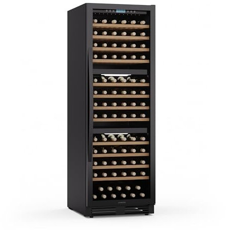 Klarstein Vinovilla Trio Weinkühlschrank – 144 Flaschen, 3 Zonen, 5–20°C, LED-Beleuchtung, UV-Schutz, freistehend, Weinklimaschrank