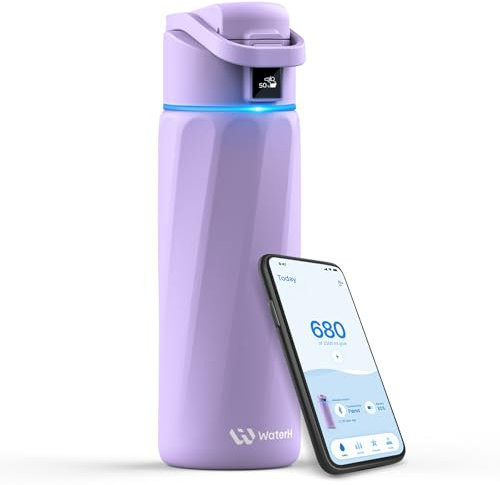 BOOST Smart Water Bottle with Reminder & Tracker - Double Wall Vacuum Insulated Stainless Steel, Wide Mouth 24 oz, Ideal for Gift
