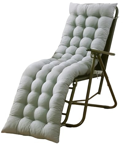 Surwin Volltonfarbe Sonnenliege Auflage, Lange Auflagen für Gartenliegen, Liegestuhl Hochlehner Gartenliege Liegestuhl Balkon Relaxliege Garten Sonnenliegen Outdoor (Grau,53x158cm)