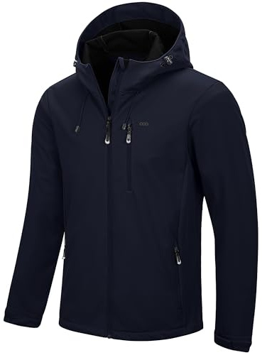 33,000ft Veste softshell pour homme - Imperméable et coupe-vent - Veste fonctionnelle respirante - Veste de cyclisme légère avec capuche - Sans doublure en polaire