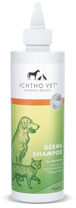 ICHTHO Vet Derma Shampoo für Hunde und Katzen für die sanfte Pflege und Reinigung bei Juckreiz und strapazierter Haut, 250 ml – sehr gut verträglich | Made IN Germany
