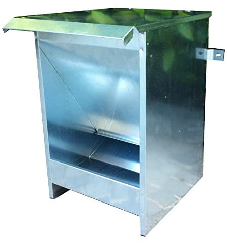 Mangiatoia a Tramoggia kg 12 per Cani. Distributore Dispensatore di Crocchette per Cani. Tutto in Lamiera Zincata. Cm L32 x P33 x H 50