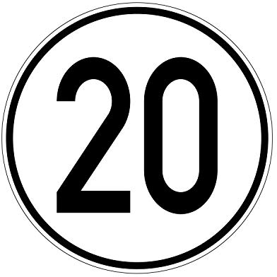 Geschwindkeitsaufkleber 20 km/h | Hinweis nach § 58 StVZO | Selbstklebend Folie für Fahrzeuge & Anhänger | 200 mm | PlottFactory