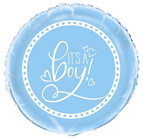 Folien-Babyparty-Luftballon - 45 cm - It's A Boy! - Design Blaue Herzen