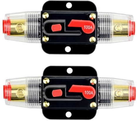WMYCONGCONG Lot de 2 Coupe-circuit à fusible 100A avec porte-fusible à réarmement manuel pour système audio automobile, marin, bateau, protection contre les surcharges de courant