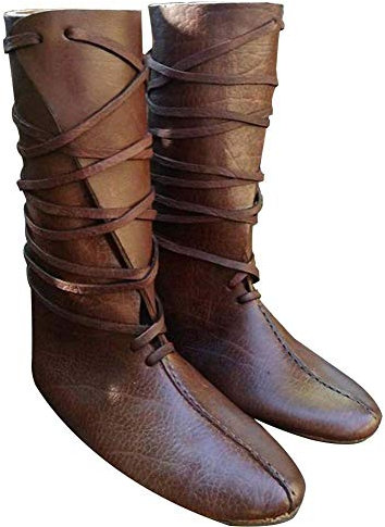 Guiran Herren Mittelalter Schuhe Stiefel Piratenstiefel Für Halloween Und Motto-Partys Braun 39CM