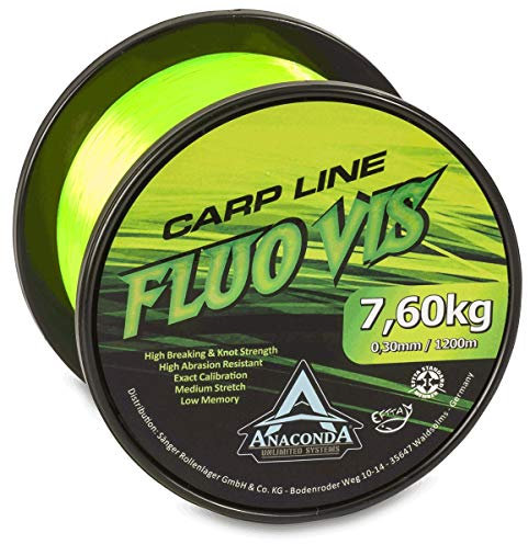 Anaconda Unisex Jugend Fluovis Green Carp Line 1.200m/ 0,30mm