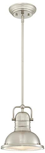 Westinghouse Lighting 63346 Einflammige Pendelleuchte Boswell von Westinghouse Lighting für den Innenbereich, Ausführung in gebürstetem Nickel mit Prismenlinse