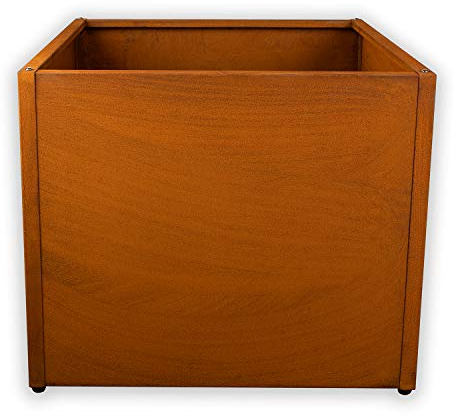 Köhko® Pot de fleurs design (avec fond) en acier Corten carré 50 x 50 x 40 cm