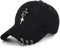 Unisex Schwarz Fitted Cap K-Pop Cap Baseball Cap mit Ringkette Metallic Cap Einzigartige Kappe Kappe mit Stern, Schwarz, M